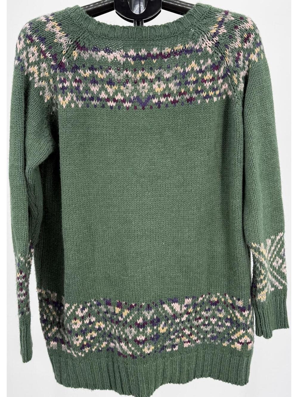 Vintage Natural Reflections Green Fair Isle Knit Sweater Pullover Cozy Winter 2X - Picture 3 of 7